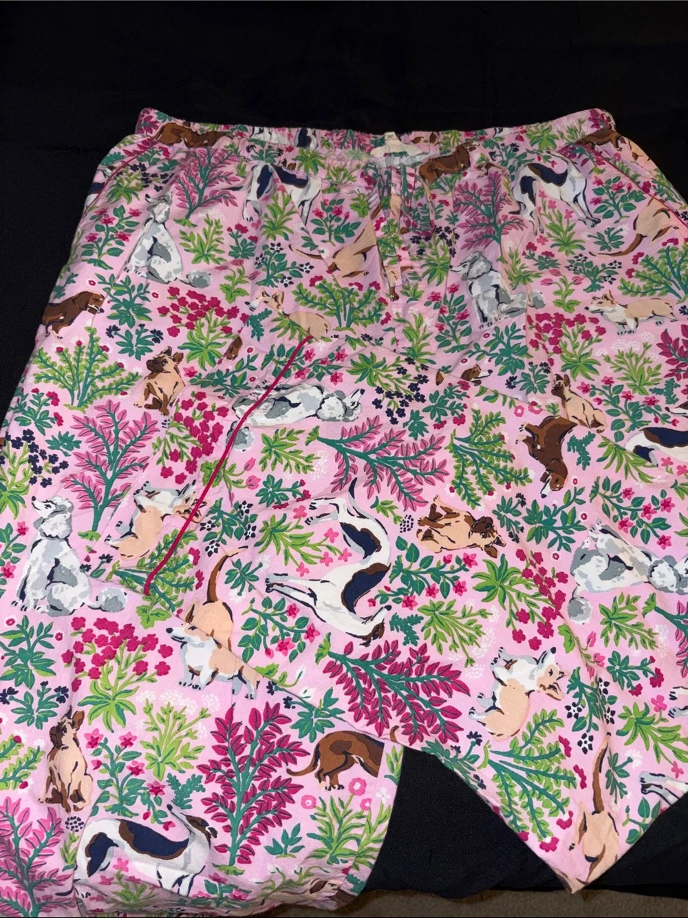 Printfresh Pink Multicolor Dog Print Short Sleeve Button Top and Long Bottoms